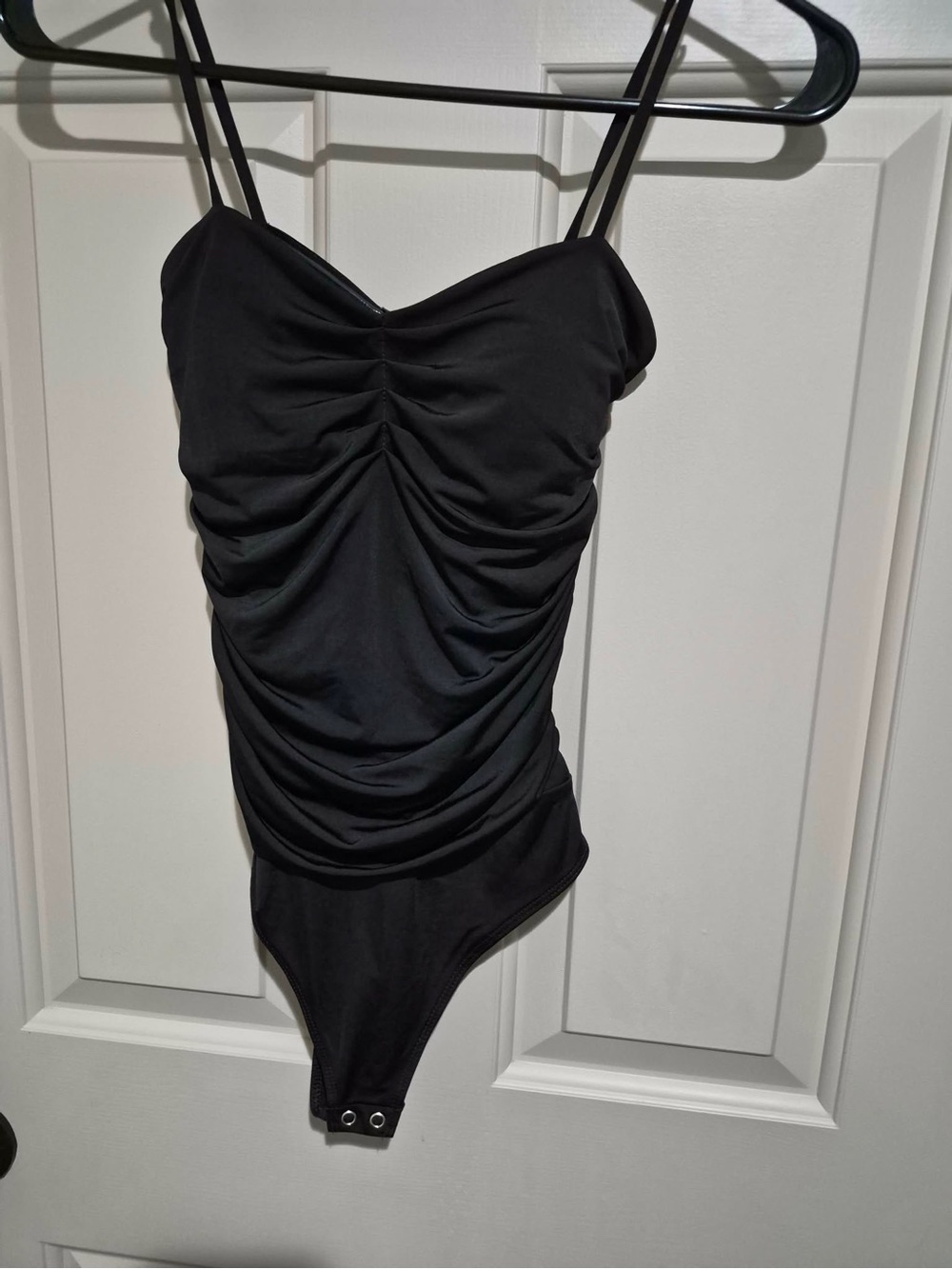 Womens Express Body Contour Black Bodysuit Sleeveless Xs Ruched Stretch